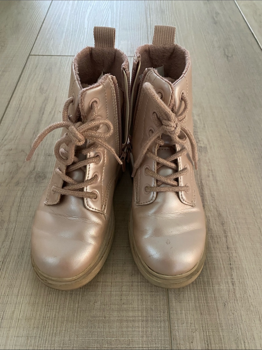 H&M Rose Gold Metallic Combat Boots